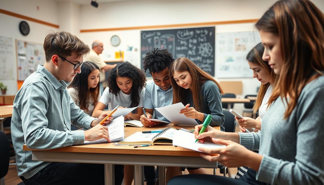 Students collaborating in study space